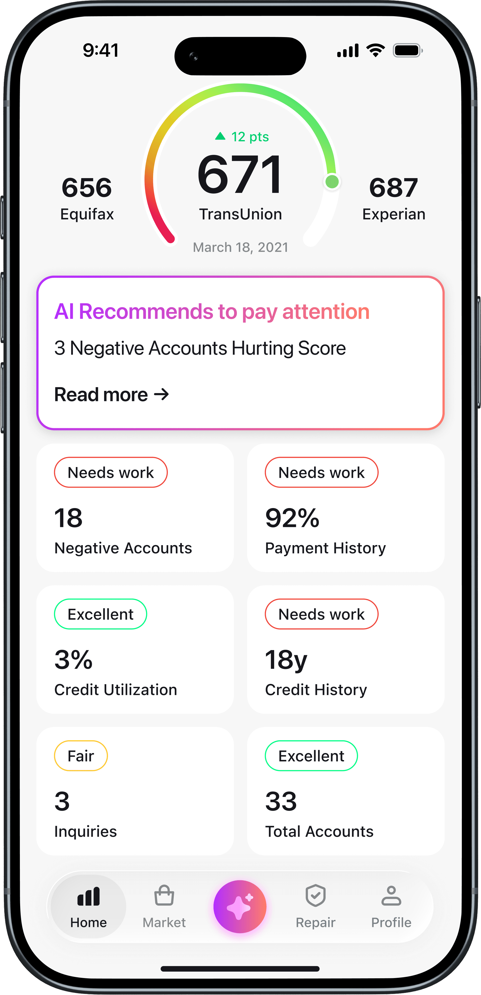CreditBooster.ai identity protection dashboard